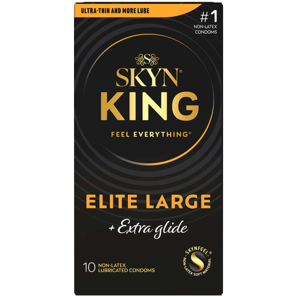 Skyn King Ultra Thin and Extra Glide Condoms 10 Pack, elite large non-latex condoms with extra lubrication.