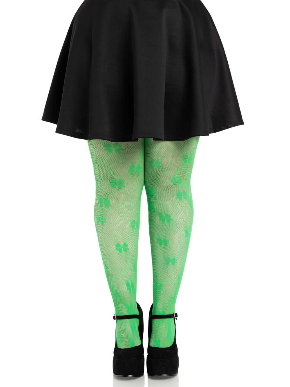 Clover Net Tights - 1x 2x - Green-0