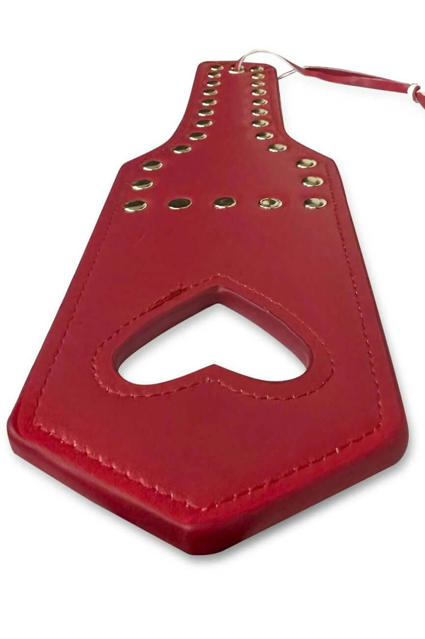 Mapale BDSM Heart Spanker Red with stud accents and heart detail for playful intimate moments.