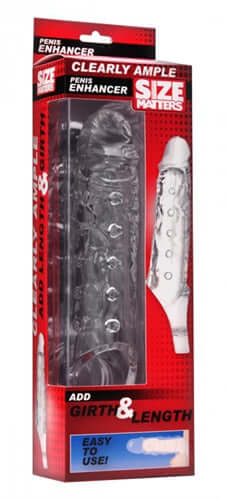 Clearly Ample Penis Enhancer Clear packaging showcasing the enhancement sleeve for added girth and length.