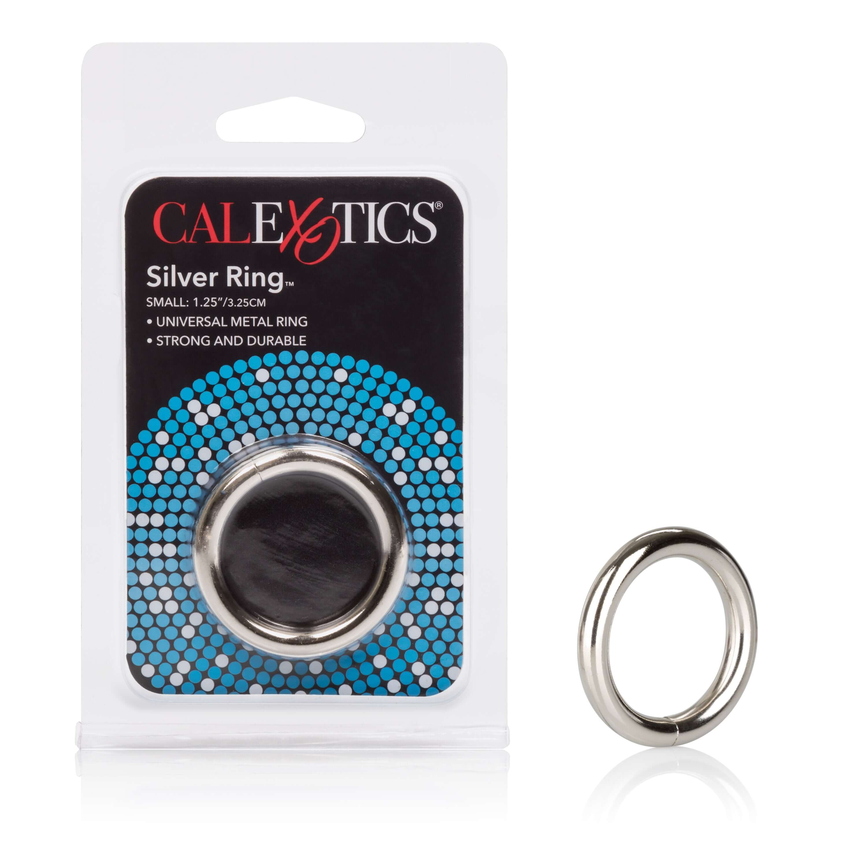 Silver Ring Steel Small 1.25 inches package showing a strong and durable metal ring from California Exotic Novelties.