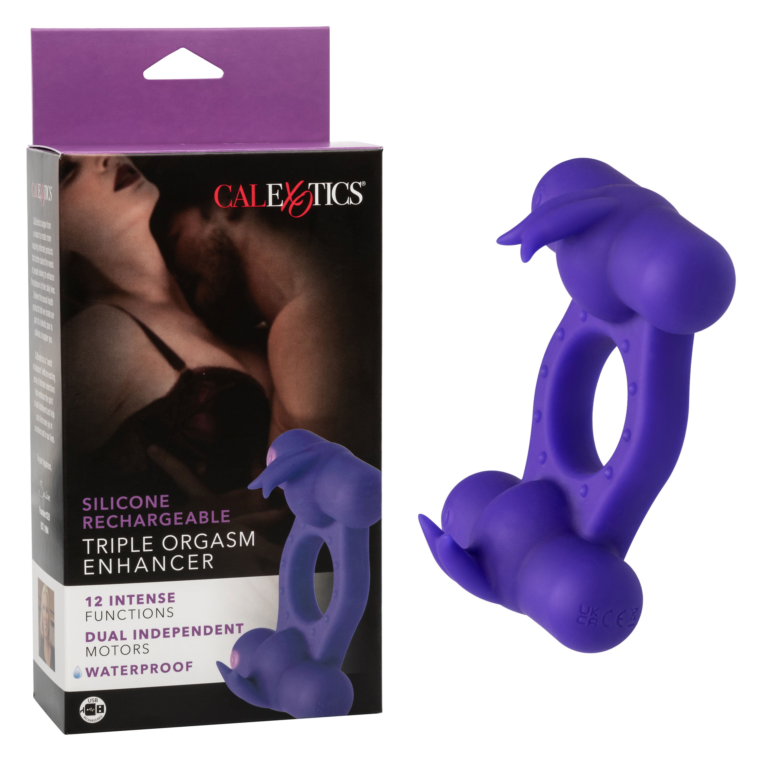 Silicone Rechargeable Triple Orgasm Enhancer - Purple-2
