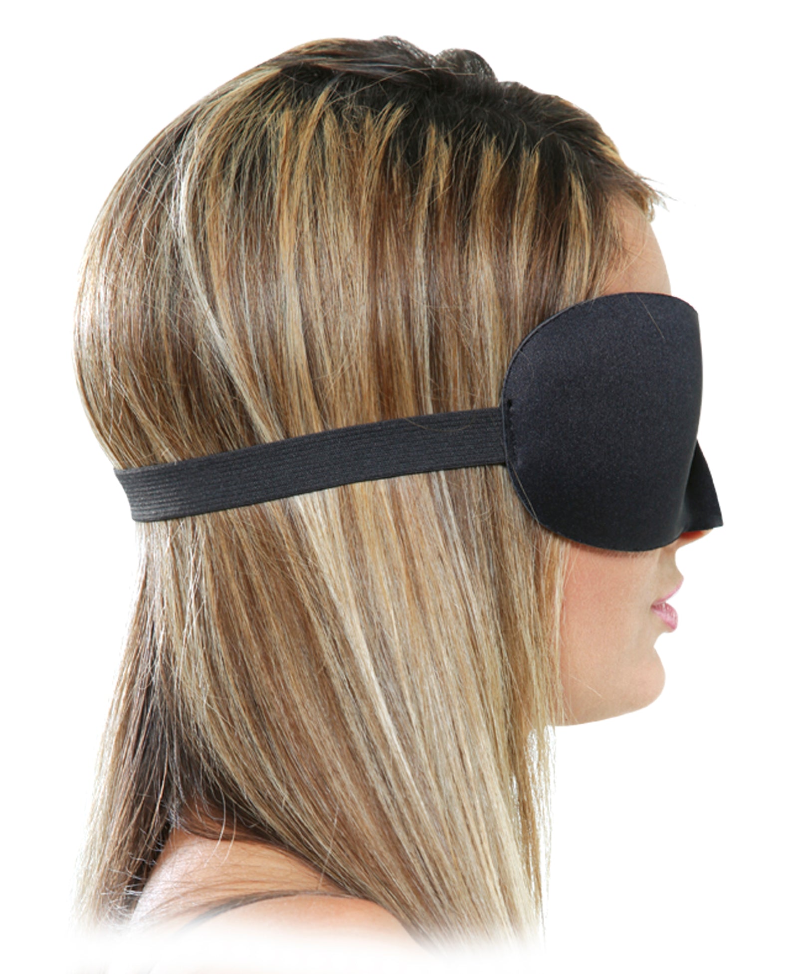 Fetish Fantasy Series Deluxe Fantasy Love Mask Black on a woman, designed for sensory enhancement and comfortable wear.