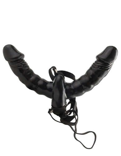 Fetish Fantasy Series Vibrating Double Delight Strap-on Black for shared intimacy and customized stimulation.