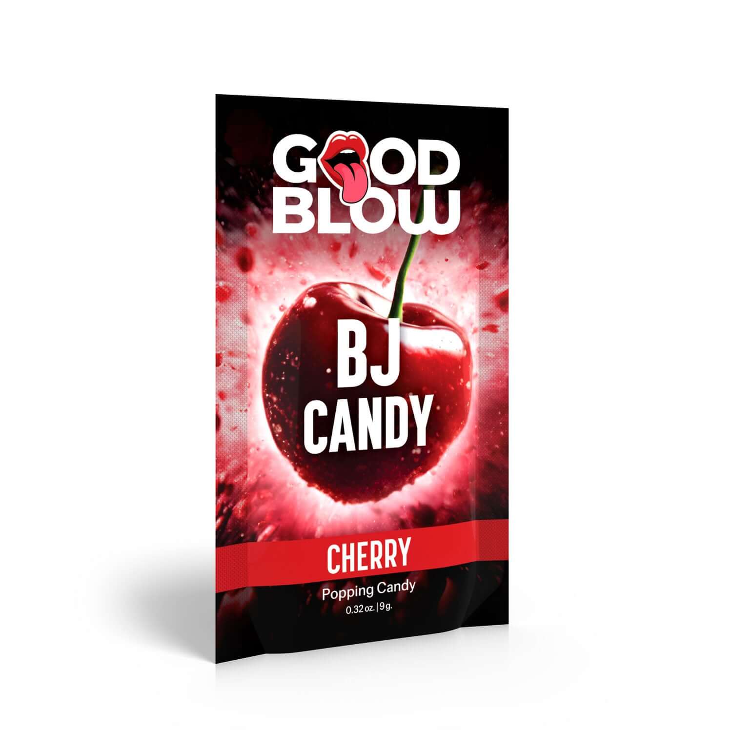 "Cherry-flavored Good Blow BJ Candy packaging, popping candy for enhanced oral pleasure."