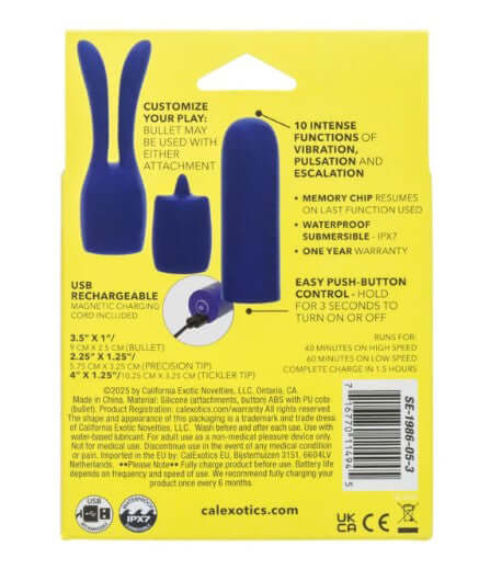 Pleasure Kits Temptation Collection Purple accessories with features and specifications on packaging.