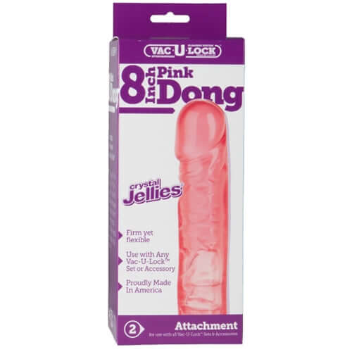 Vac-U-Lock 8 Inch Crystal Jellies Dong - Pink-0