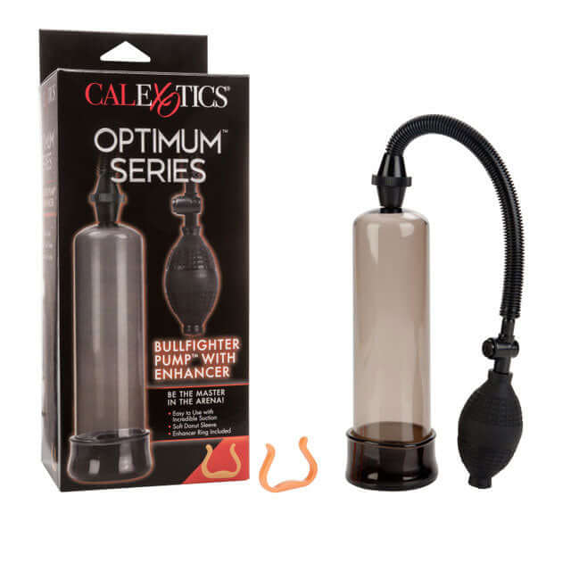 Optimum Series Bullfighter Penis Pump with clear cylinder and enhancer for performance enhancement