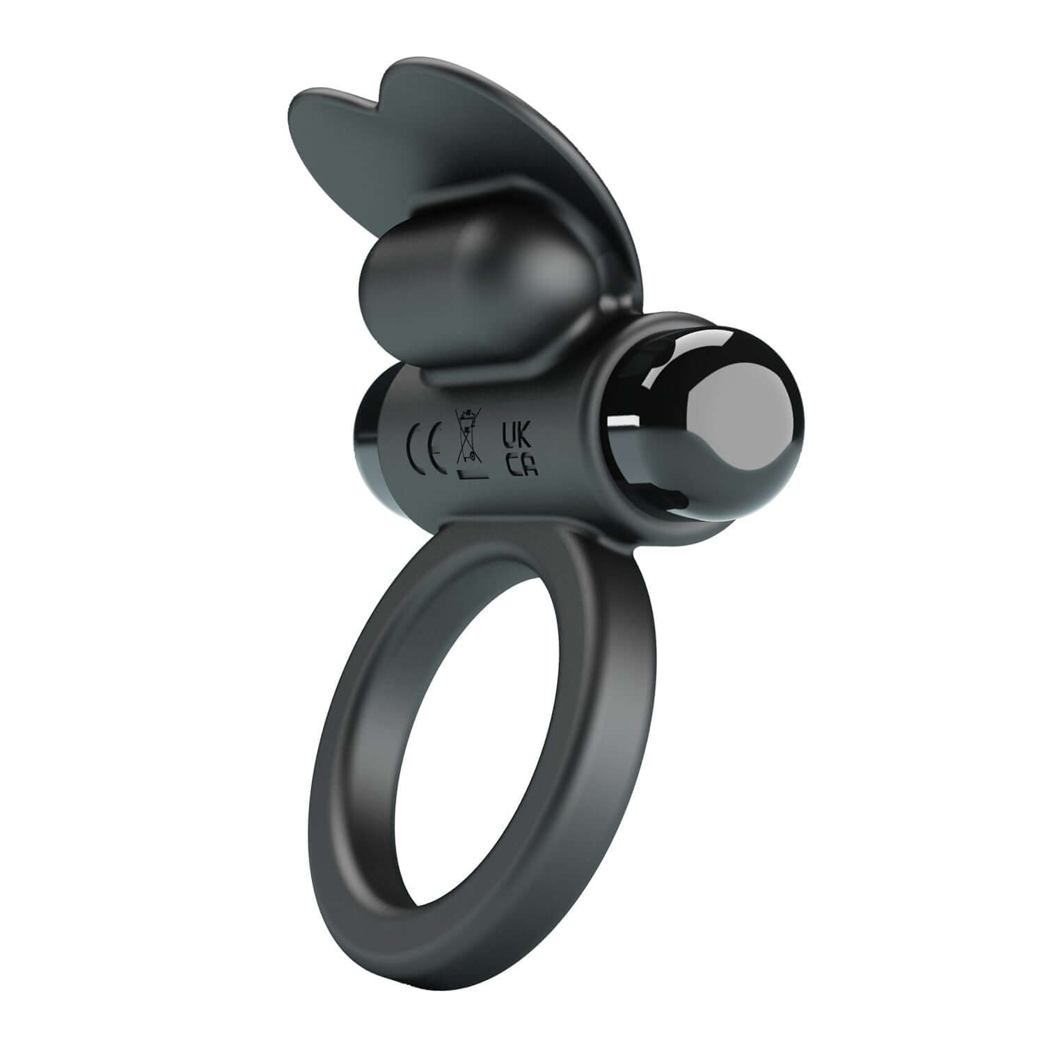 Vibrating Penis Ring Debonaire Black featuring a rabbit-style vibrator and a classic cock ring design.