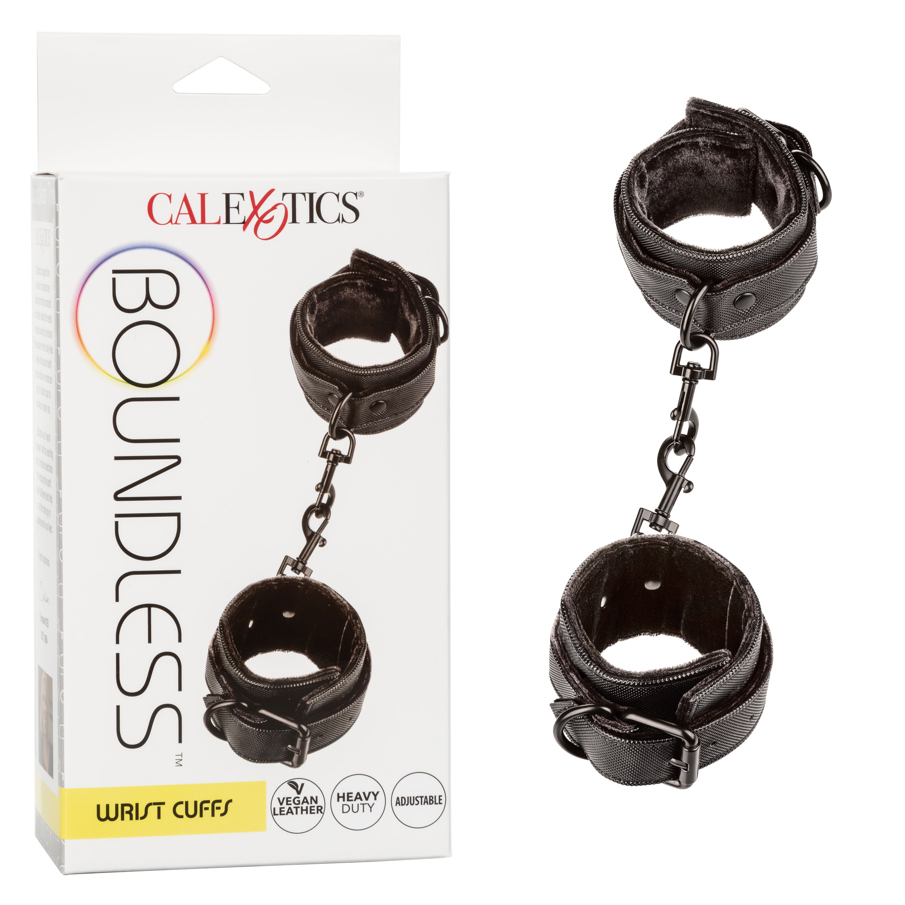 Boundless Wrist Cuffs Adjustable Black product image showcasing durable and comfortable wrist restraints.