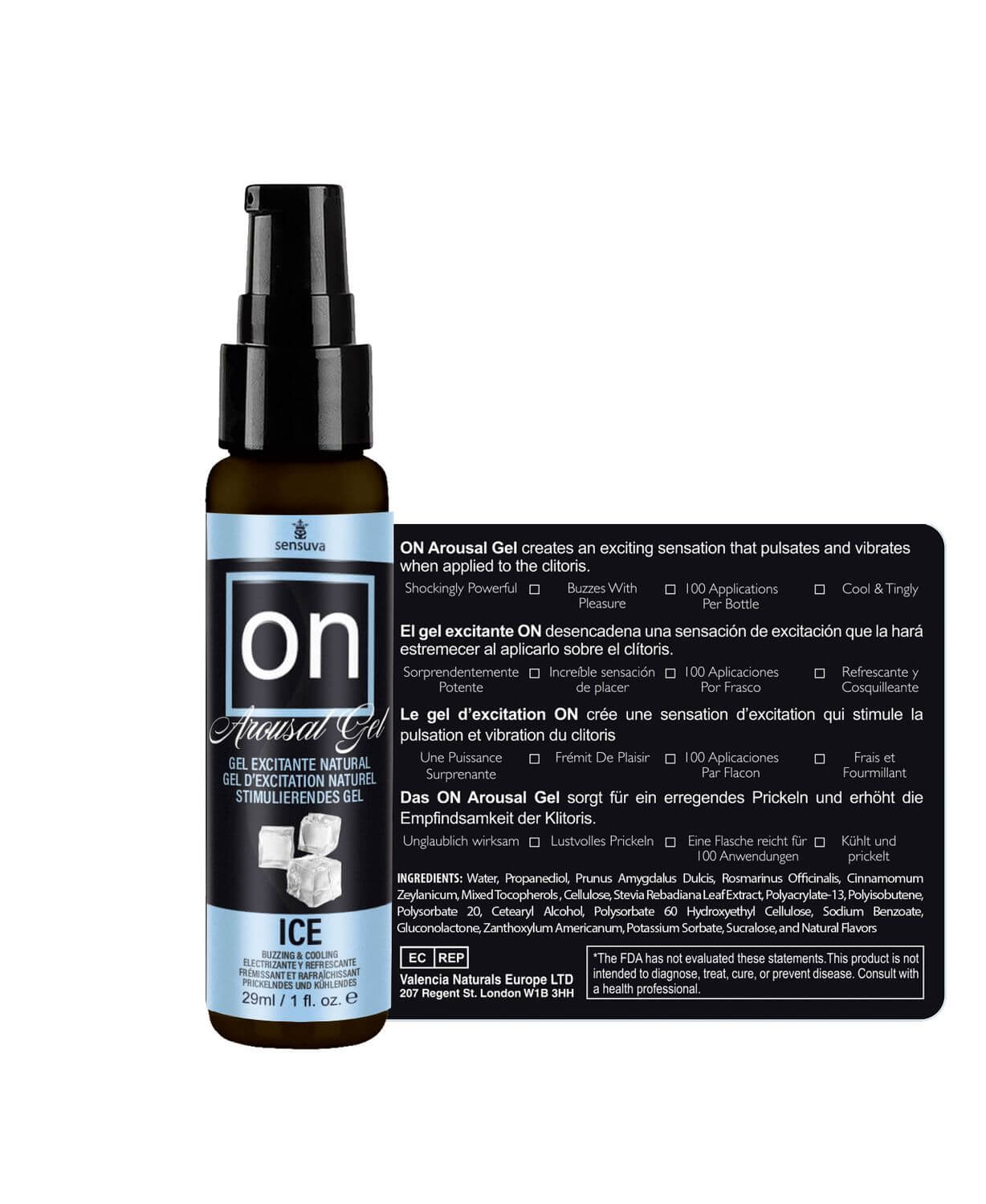 On Arousal Female Gel Ice 1 Oz Bottle with soothing formula for enhanced intimate sensations and cooling effect.