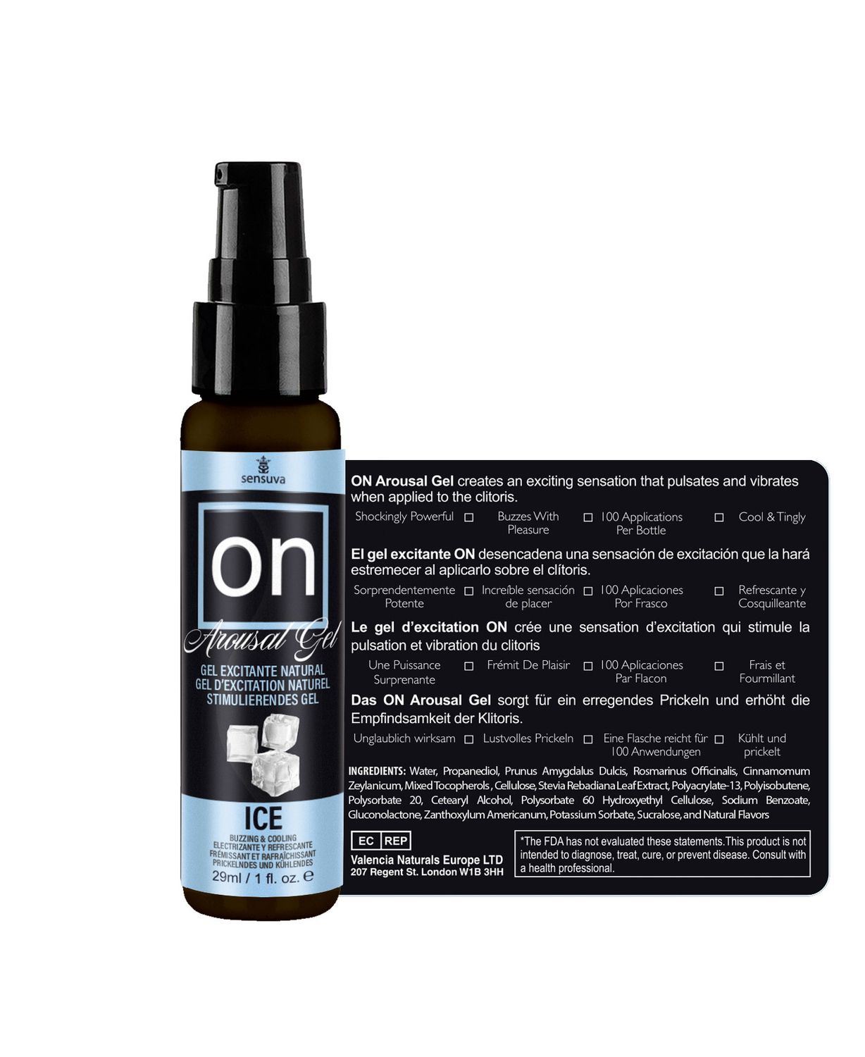 On Arousal Female Gel Ice 1 Oz Bottle with soothing formula for enhanced intimate sensations and cooling effect.