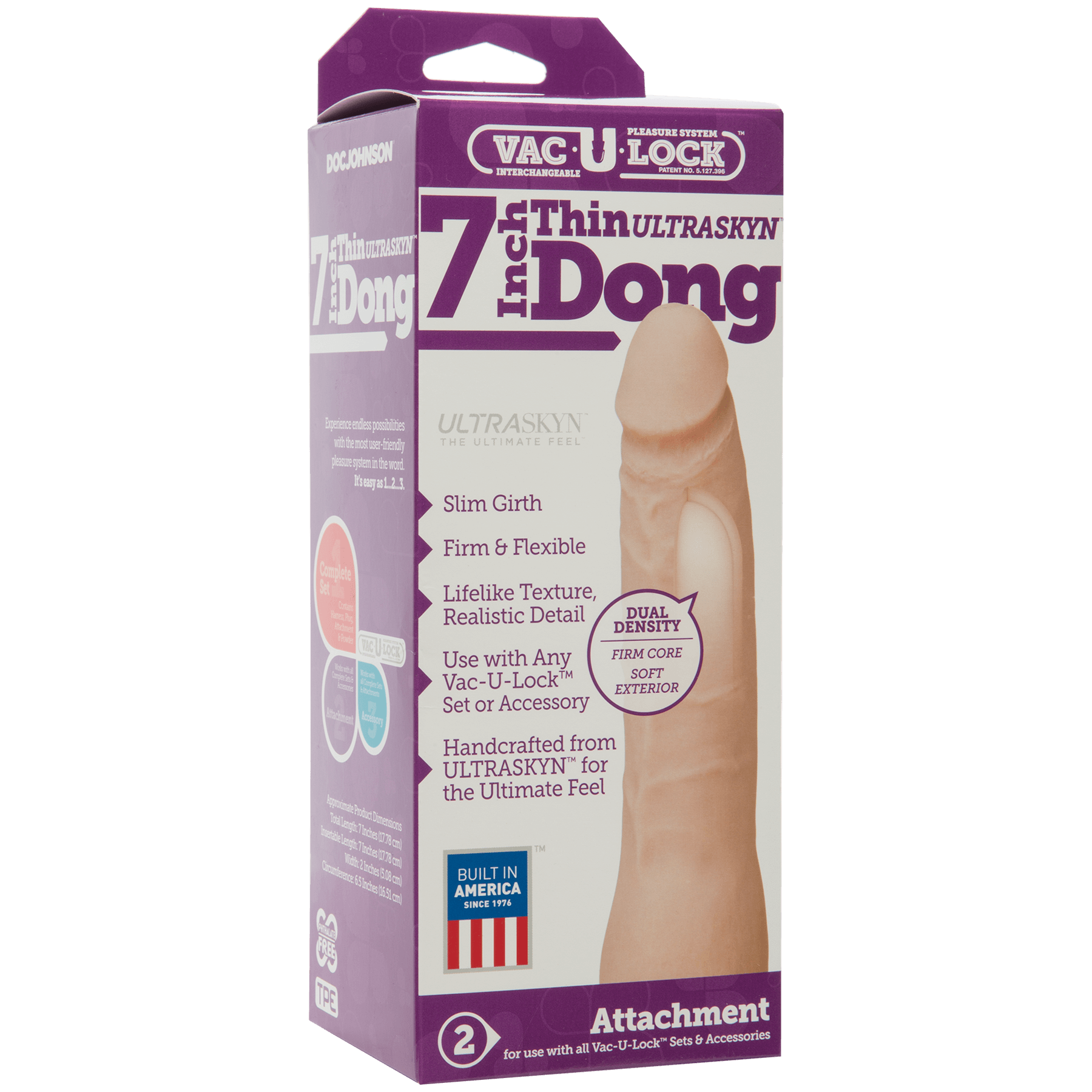 Vac-U-Lock 7-Inch Ultraskyn Thin Dong - Vanilla-1