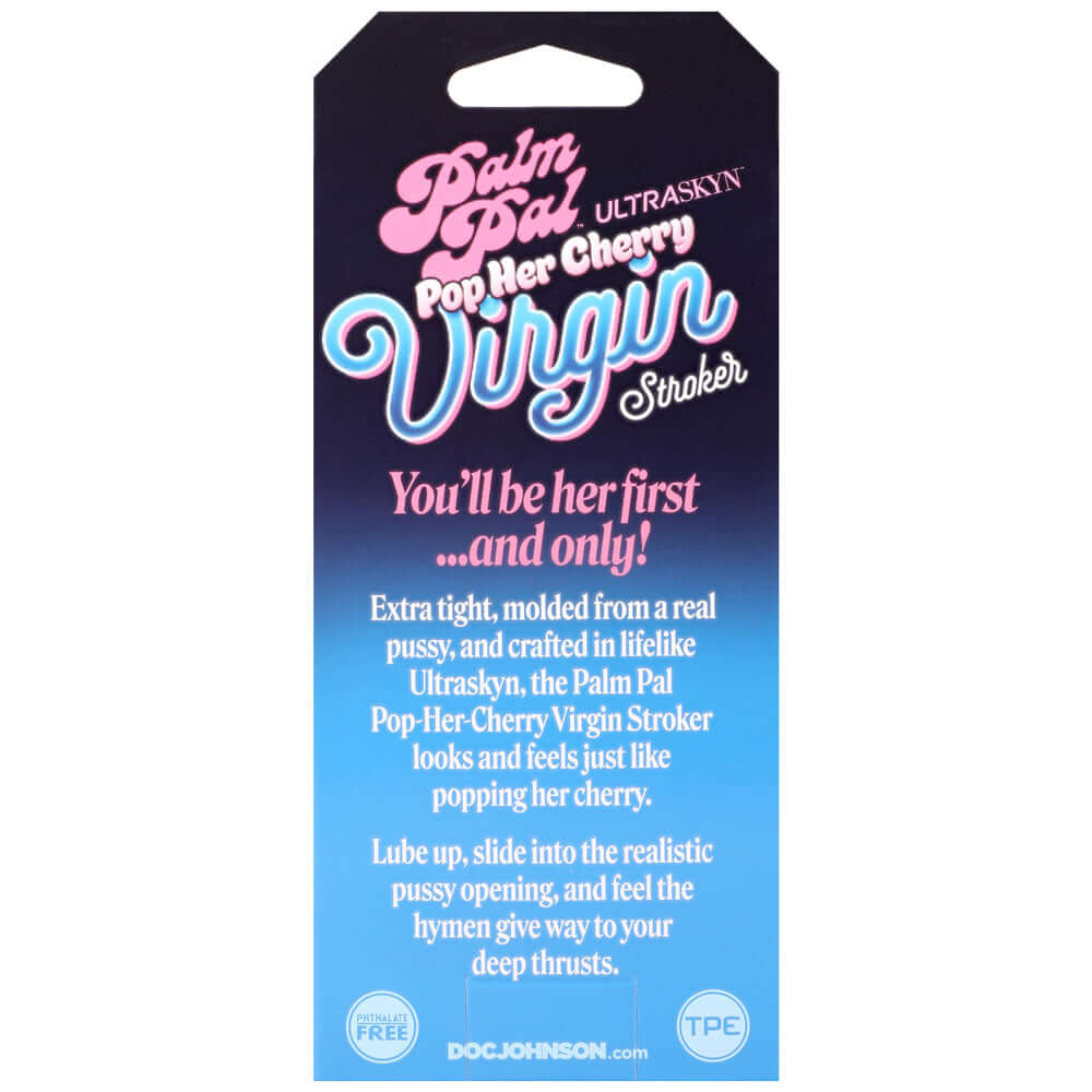 Package of Virgin Stroker With Pop Her Cherry Juice Vanilla featuring vibrant graphics and product details.