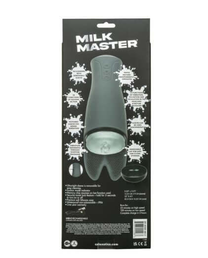 Milk Master Ultimate Automatic Milker Black packaging showcasing features and design for enhanced stimulation.