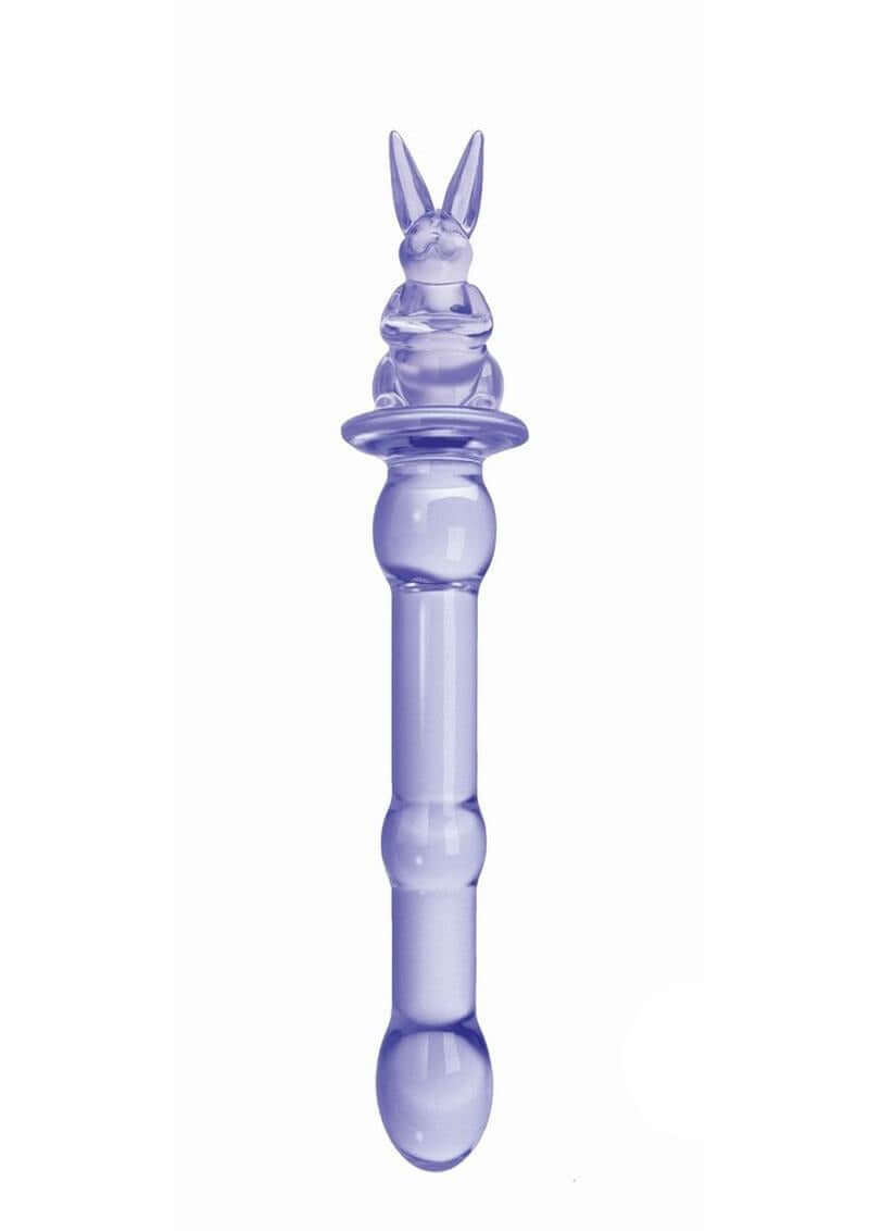 Glass Menagerie Rabbit Dildo Purple features a charming rabbit design with a smooth, crystal-clear glass surface.