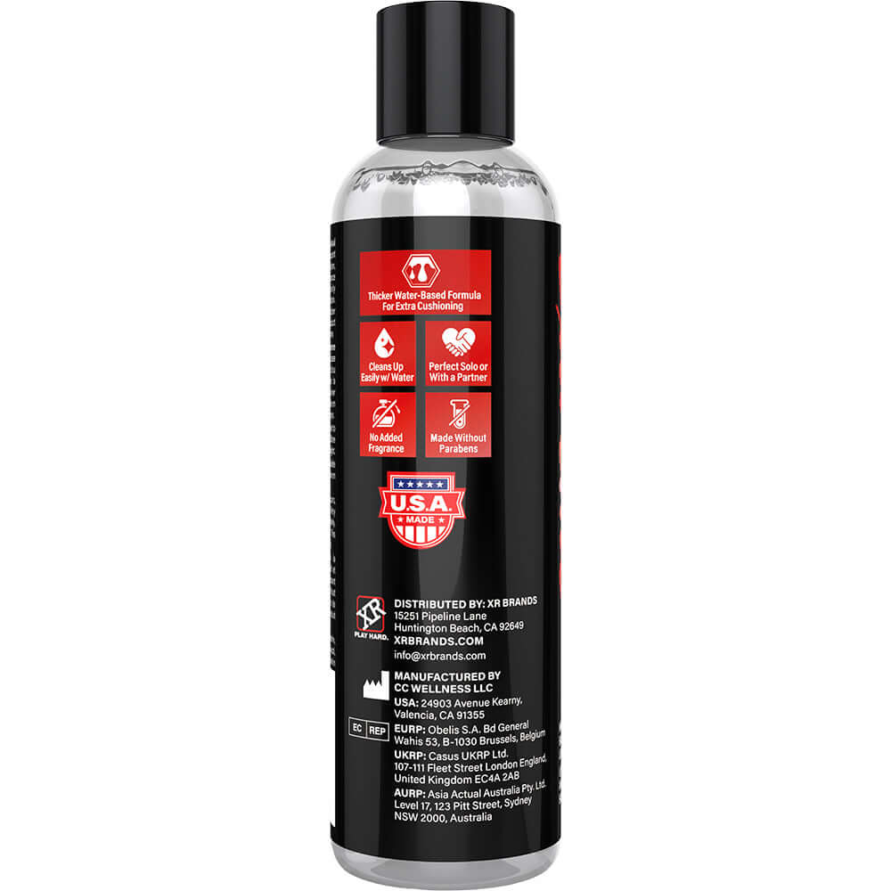 Jock Extreme Anal Lubricant 8 Oz bottle back view, showcasing its features and ingredients for enhanced comfort and glide.