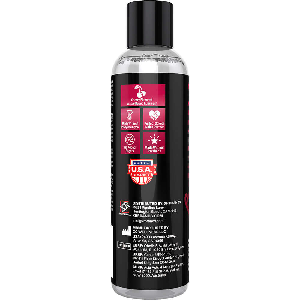 Jock Rimming Lubricant Cherry 8 Oz bottle featuring cherry flavor and water-based formula.