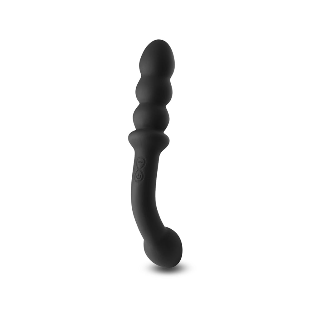Renegade Duel Dual Ended Anal Bead Vibrator Black with curved shaft and anal beads for diverse sensations.
