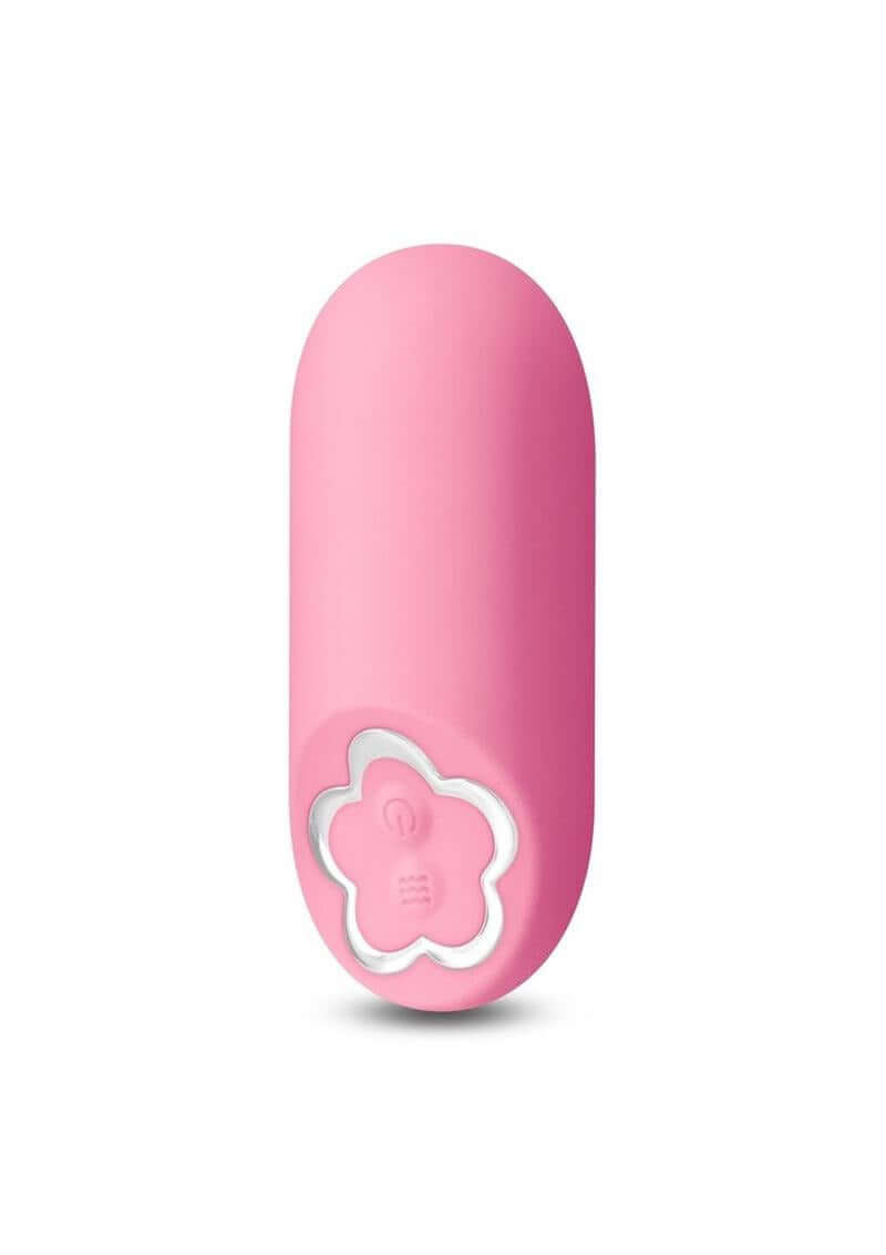Sugar Pop Harmony Bullet Vibrator Pink in a sleek design with a flower-shaped button for easy control.