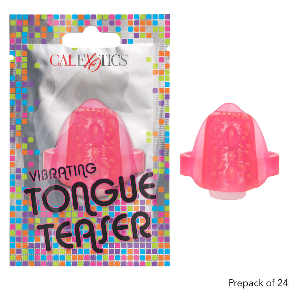 Foil Pack Vibrating Tongue Teaser Prepack Display 24 Count Pink, showcasing a pink vibrating tongue teaser in packaging.