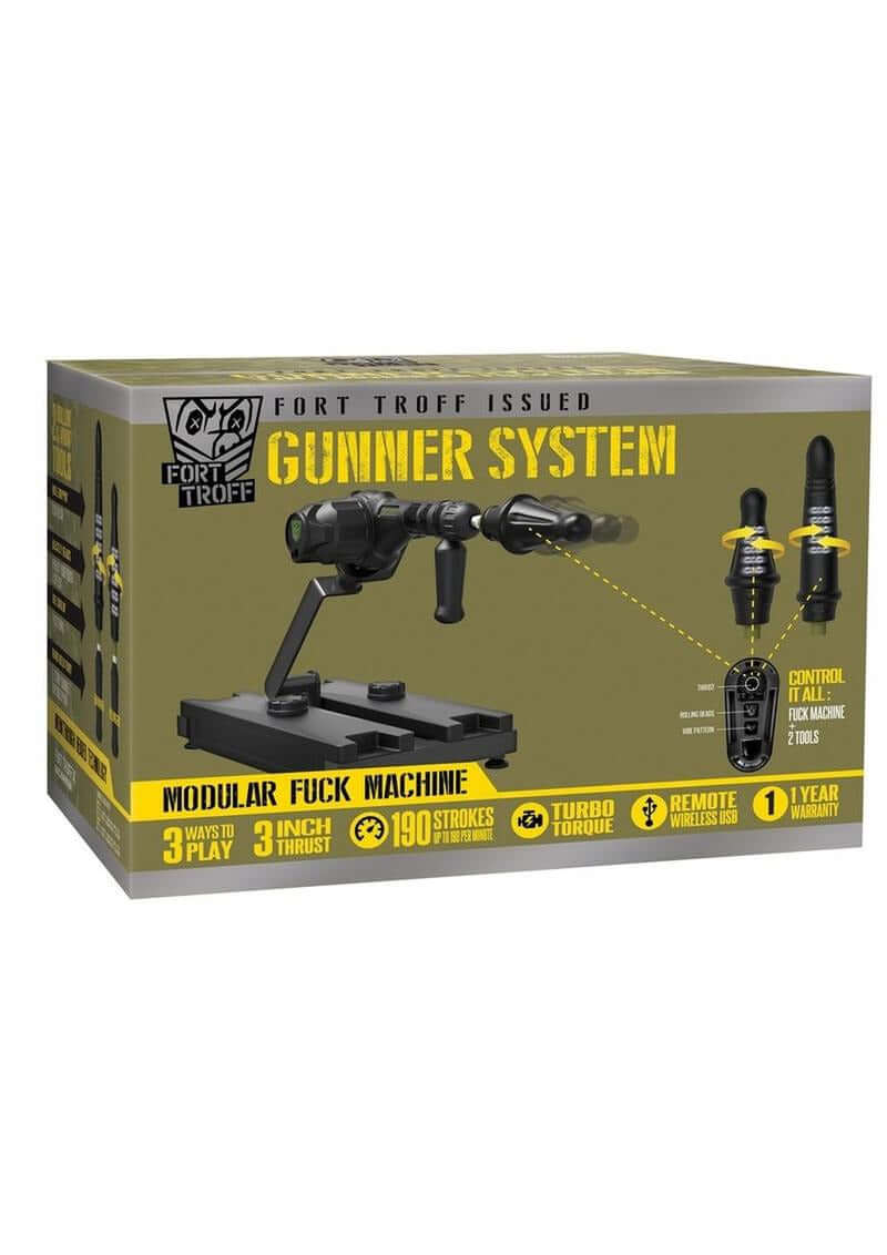 Fort Troff Gunner 3-in-1 Machine with Remote Control Black box packaging featuring modular system features and remote.