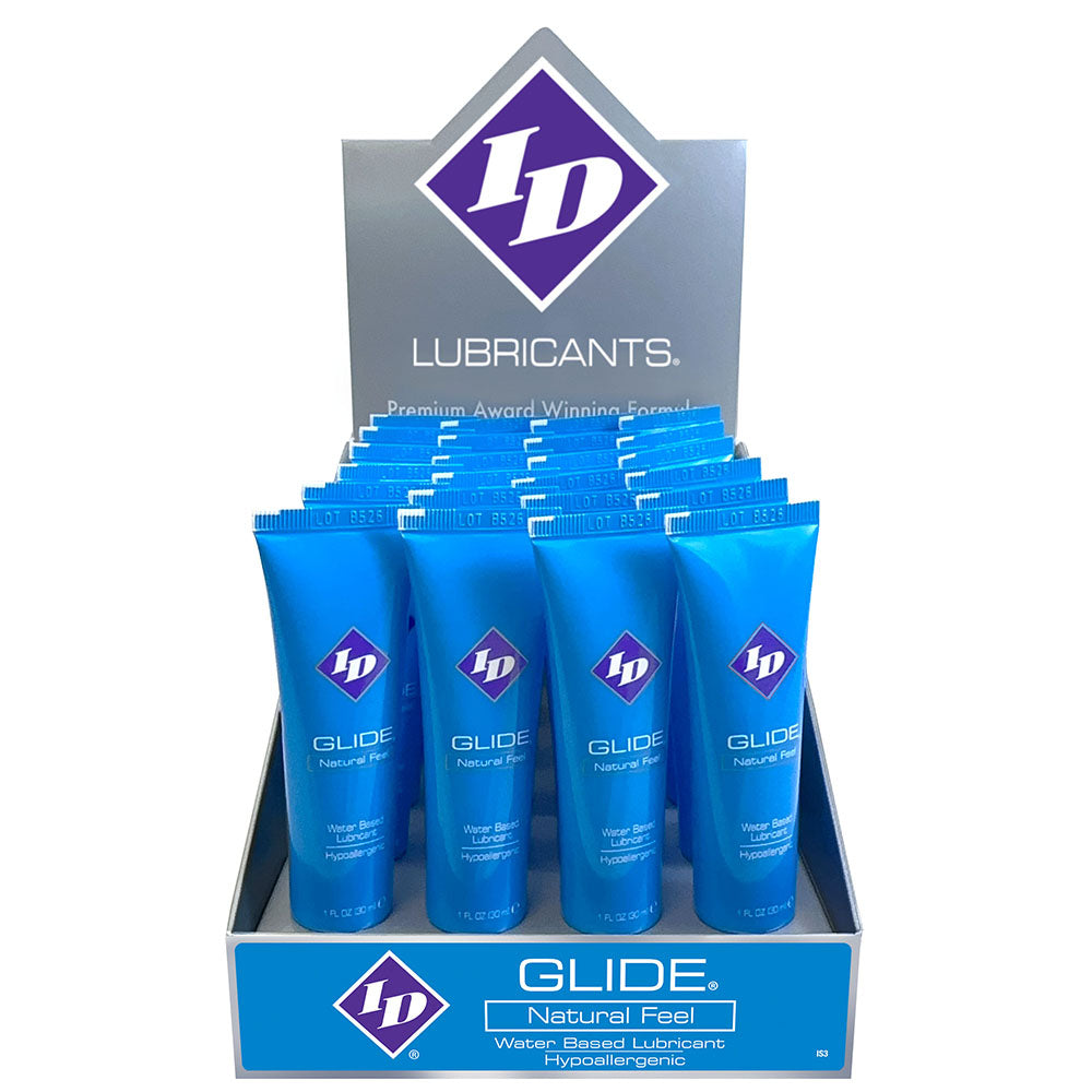 ID Glide 1 Oz Water Based Lubricant 24 Count Tube Display