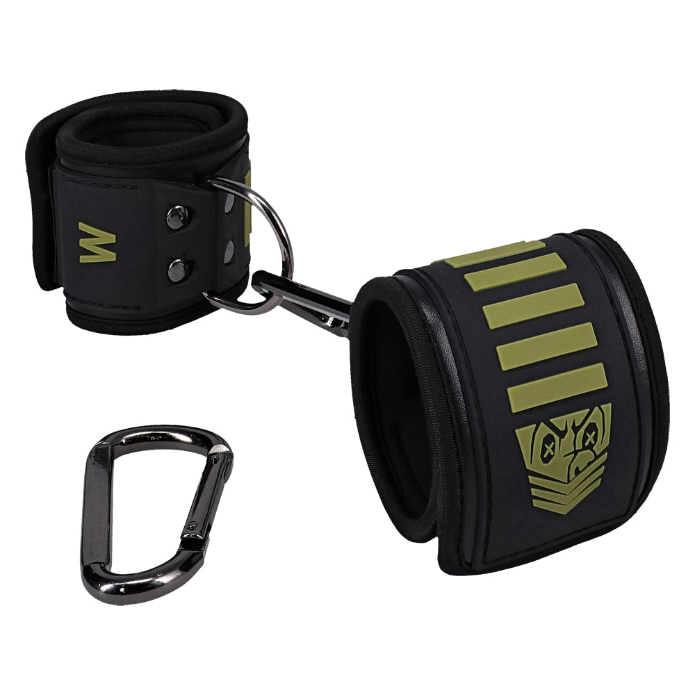Fort Troff Tactical Wrist Cuffs Black Green with Velcro fastening and padded design for comfort and durability.