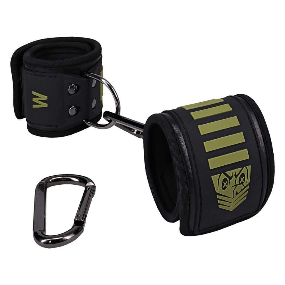 Fort Troff Tactical Wrist Cuffs Black Green with Velcro fastening and padded design for comfort and durability.