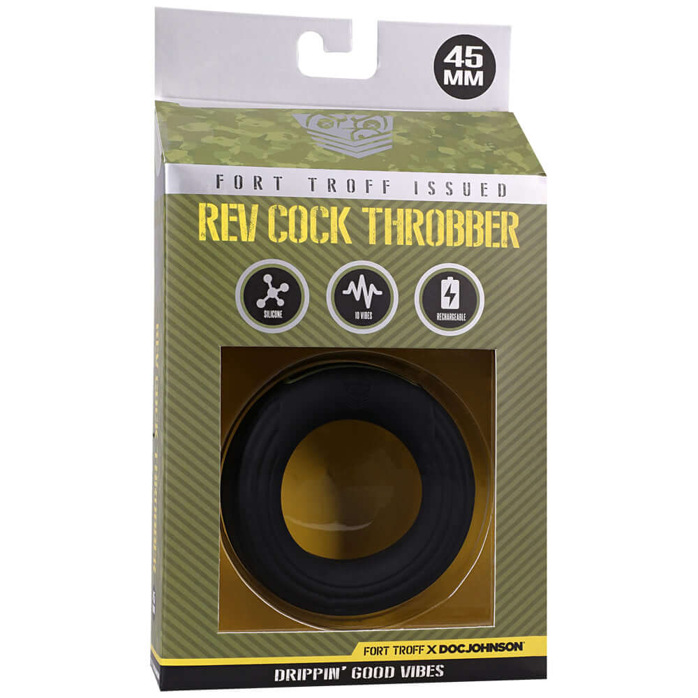 Fort Troff Rev Cock Throbber Black packaging showcasing its features and sleek design.