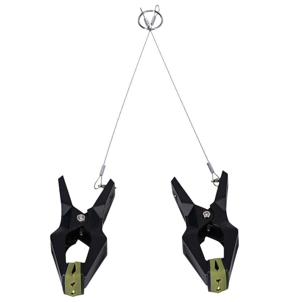 Fort Troff Hardwire Hangers Black showcasing durable adjustable clamp design with secure grip and customizable tension.