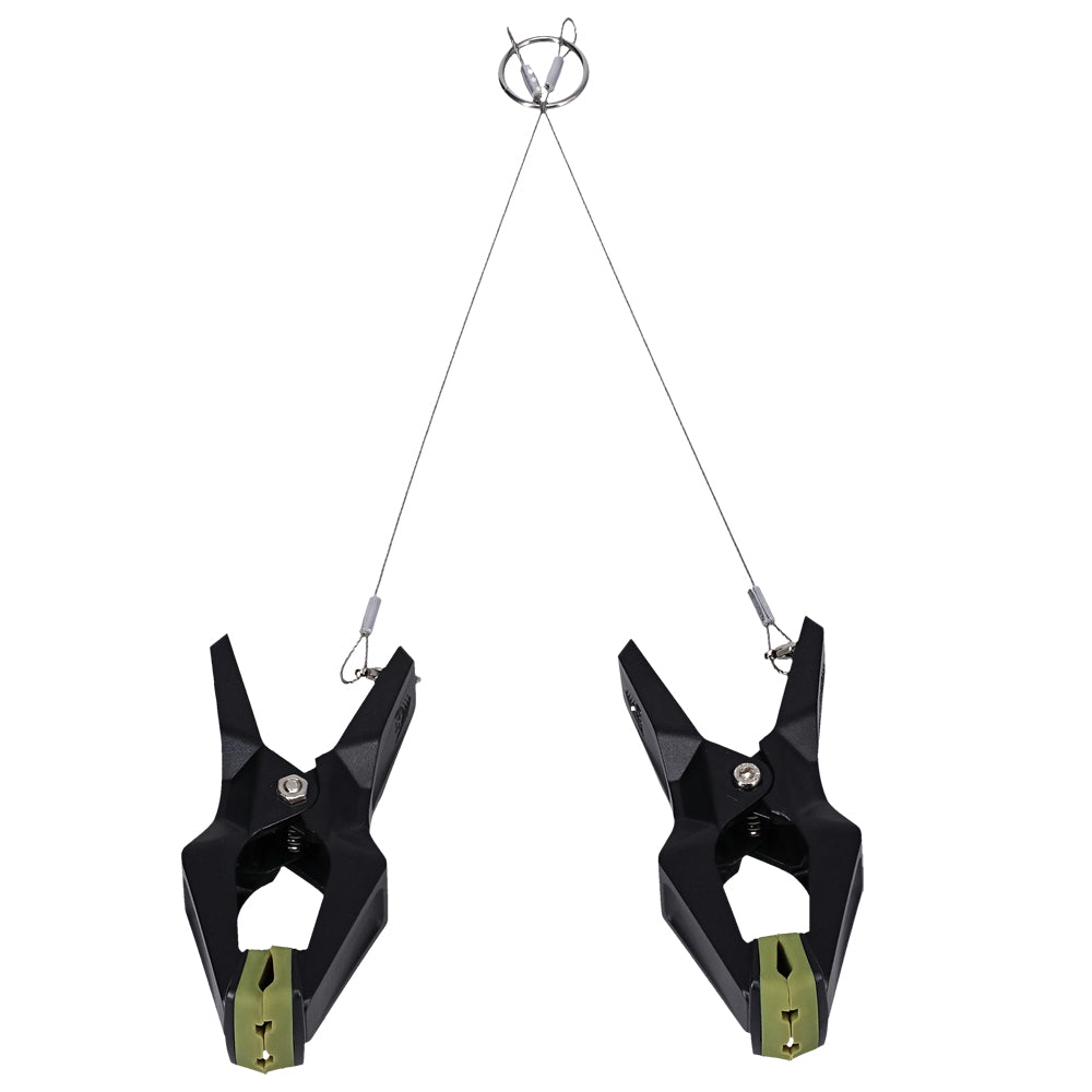 Fort Troff Hardwire Hangers Black showcasing durable adjustable clamp design with secure grip and customizable tension.
