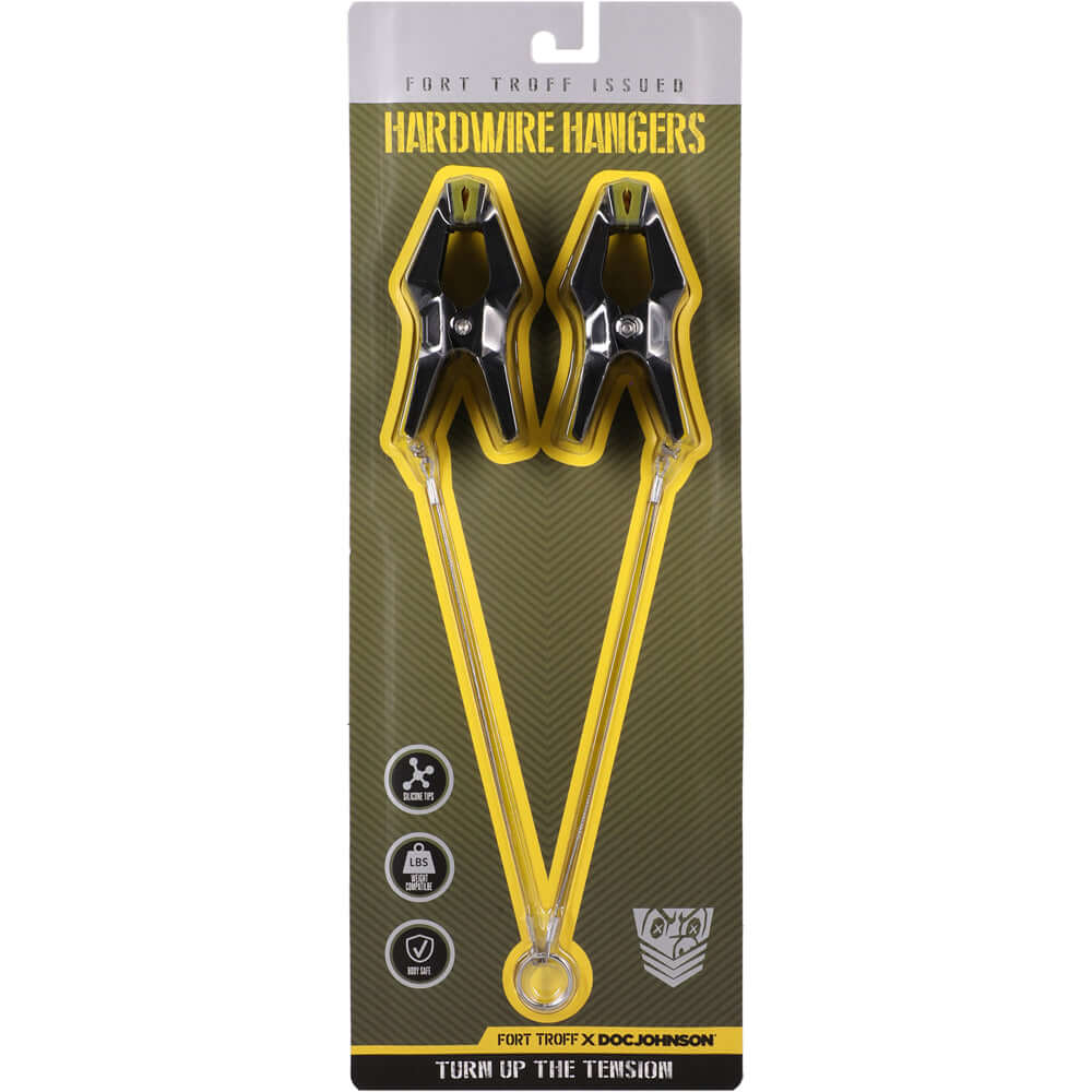 Fort Troff Hardwire Hangers Black packaging showing adjustable clamp accessories for customizable tension control.