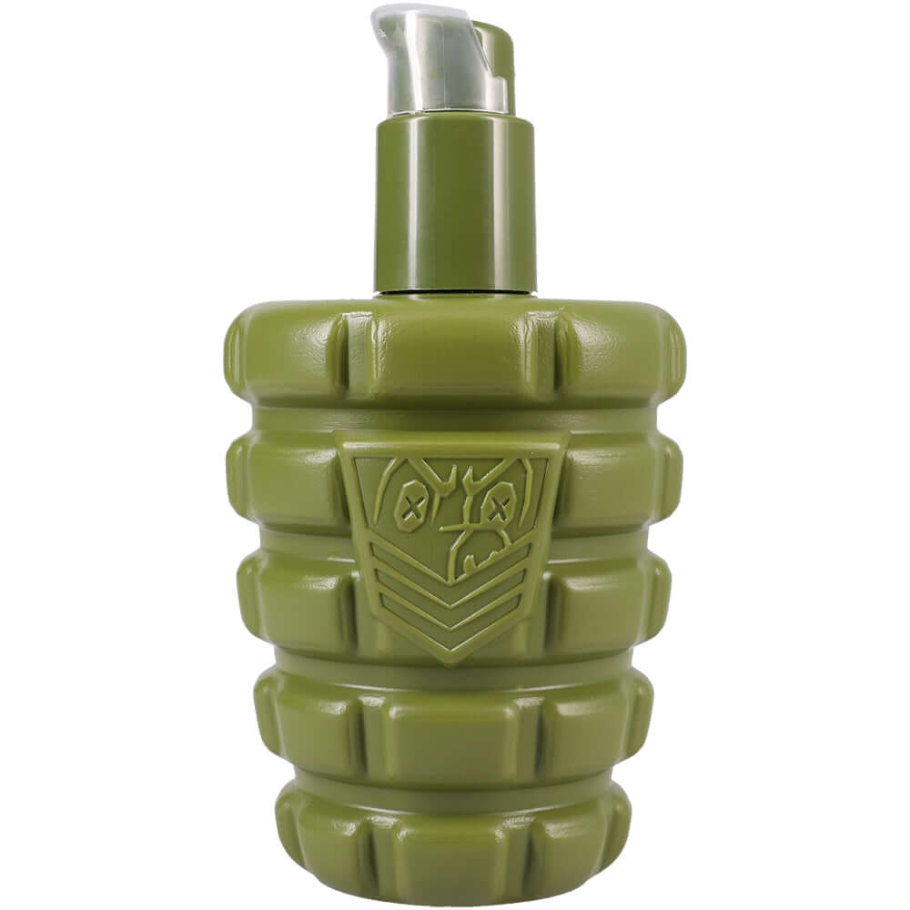 Fort Troff Grunt Load Hybrid Glide 10 Oz green grenade-shaped personal lubricant bottle.