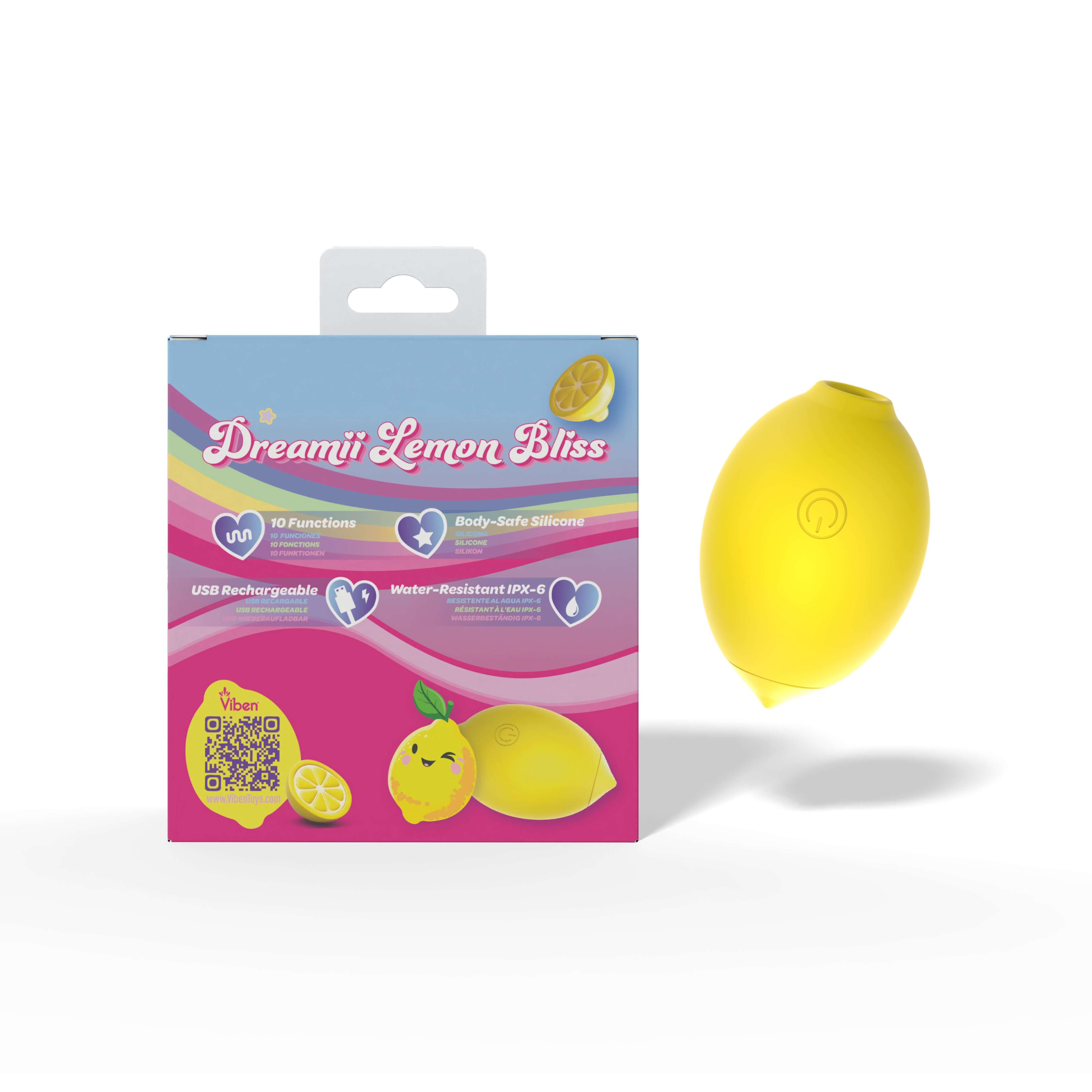 Dreamii Lemon Bliss Air Suction Massager with vibrant packaging, showcasing its playful lemon shape and features.