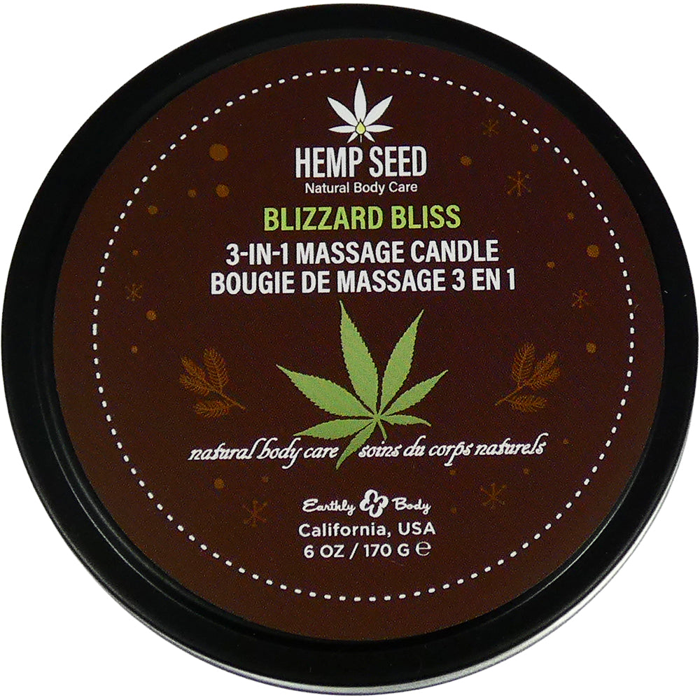 Hemp Seed 3-in-1 Massage Candle Blizzard Bliss 6 Oz by Earthly Body for a relaxing massage experience.