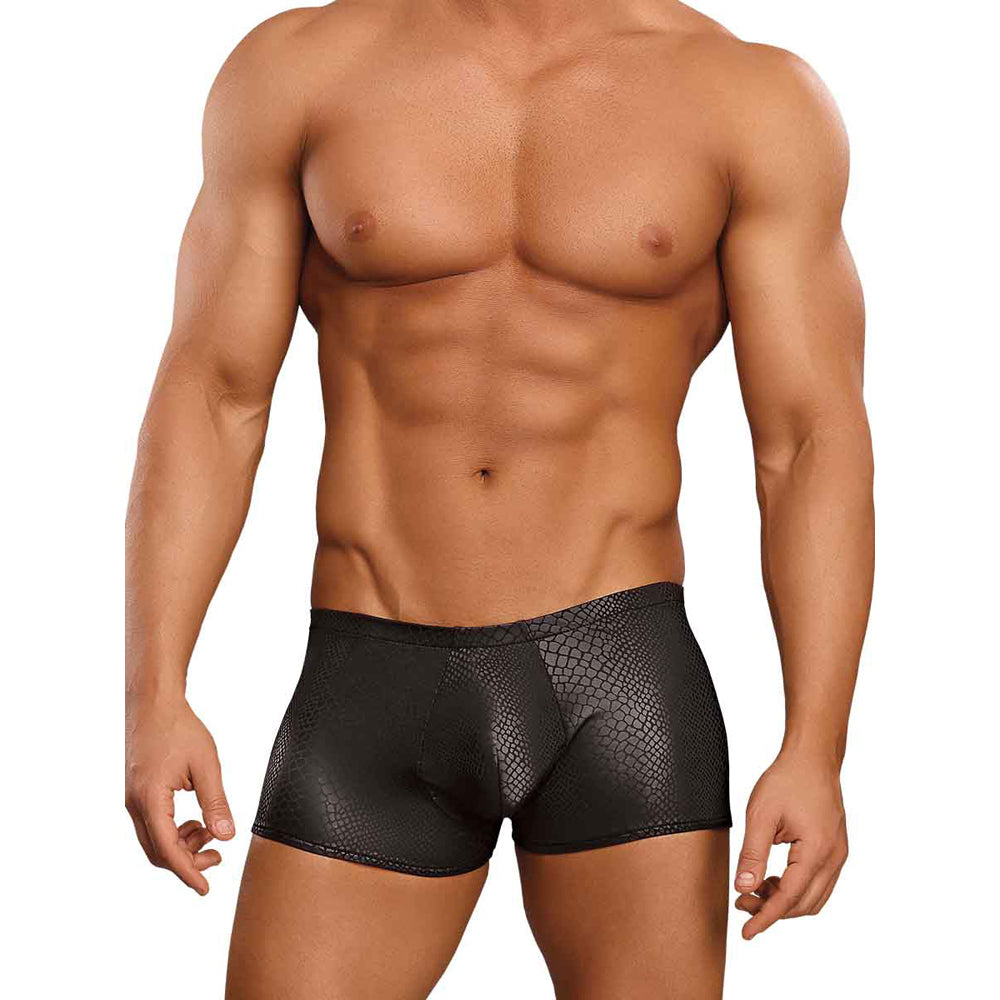Male Power Black Cobra Mini Short Black X-Large displayed on a muscular male model, showcasing its sleek design.