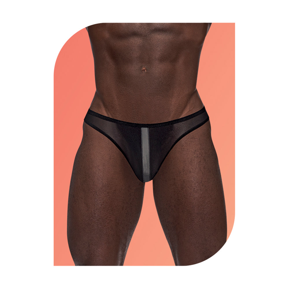 Wow Landing Strip Bikini Black Medium showcased on a model against a vibrant background.