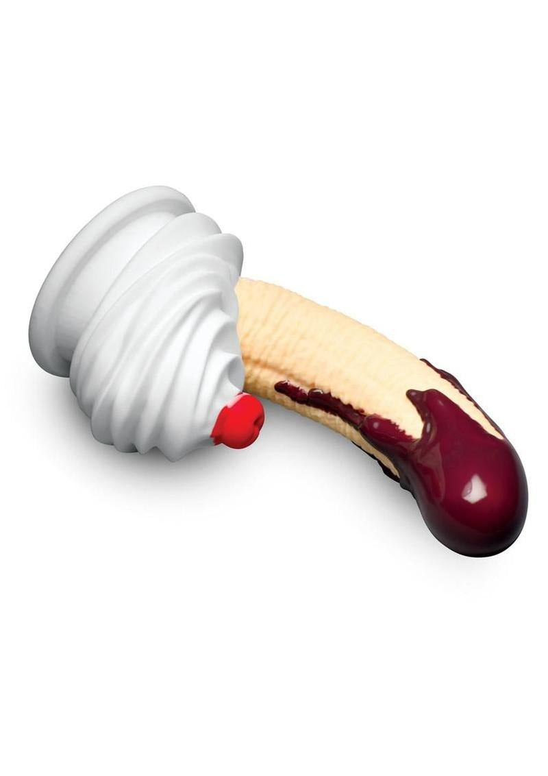Simply Sweet Chocolate Dipped Banana Split Dildo 7.4 inch designed to resemble a dessert-inspired pleasure product.