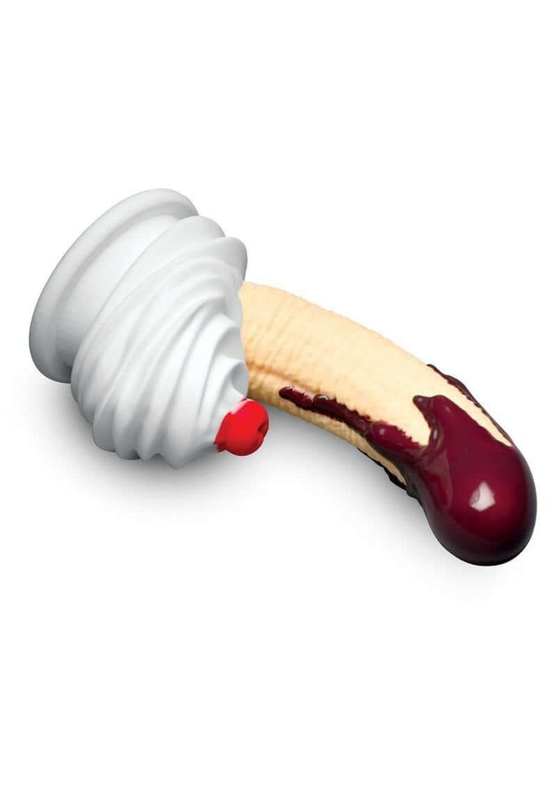 Simply Sweet Chocolate Dipped Banana Split Dildo 7.4 inch designed to resemble a dessert-inspired pleasure product.
