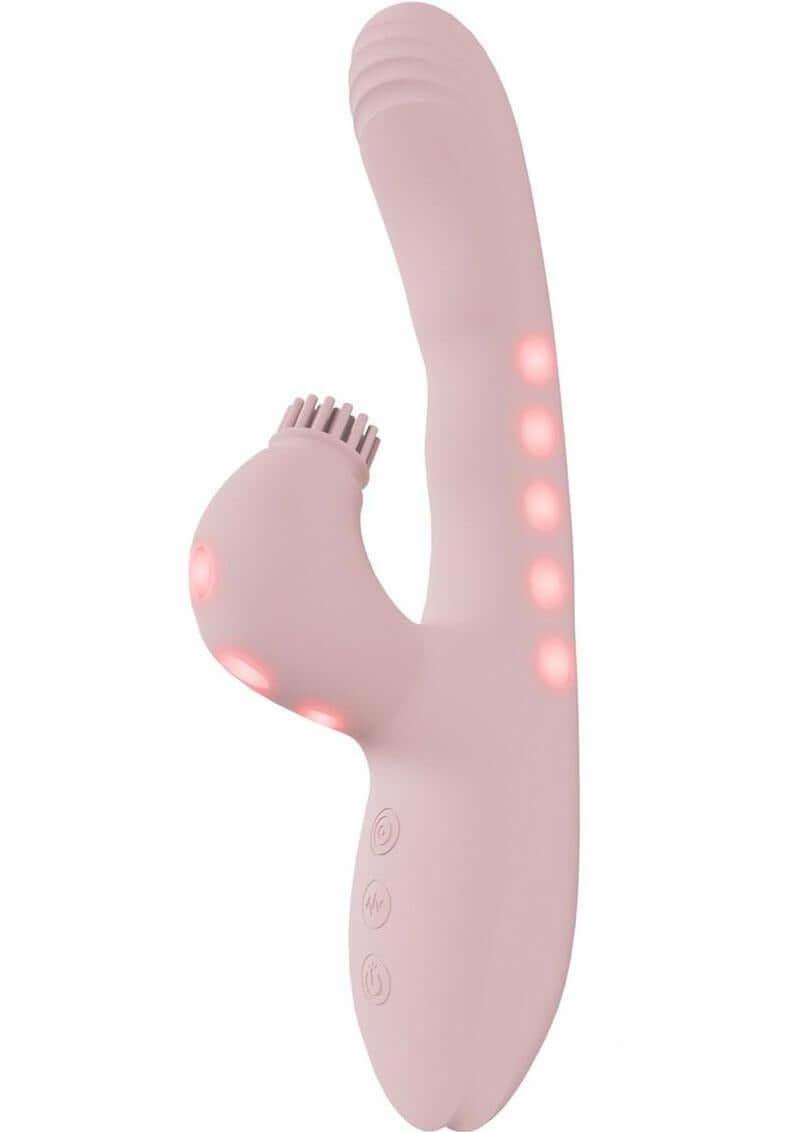 Vive Andria LED Dual Motor G-Spot Vibrating & Tap Clit Stimulator Pink with LED lights and dual motors.