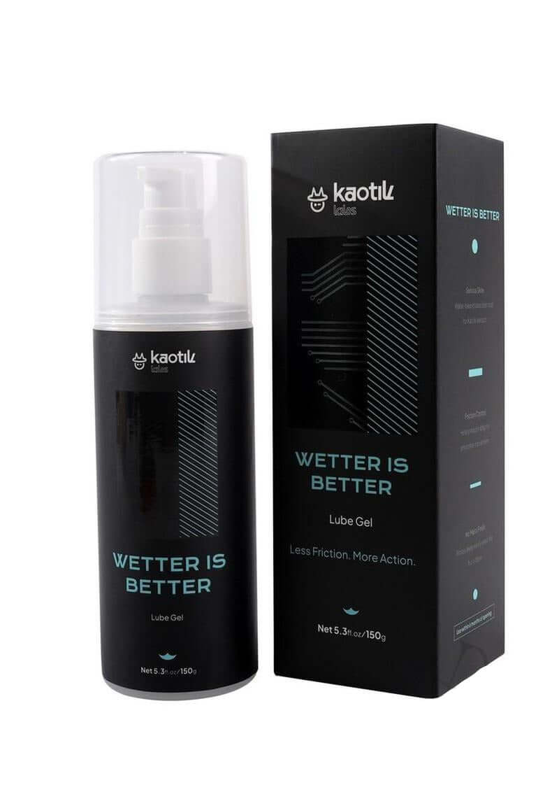 Kaotik Labs Wetter is Better Lubricant Gel 5.3 Oz bottle and packaging on display