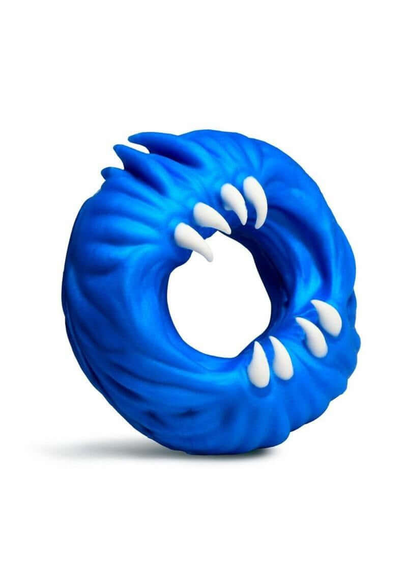 Creature Cocks Venom Loop Silicone Cock Ring Blue with fang design and textured finish.