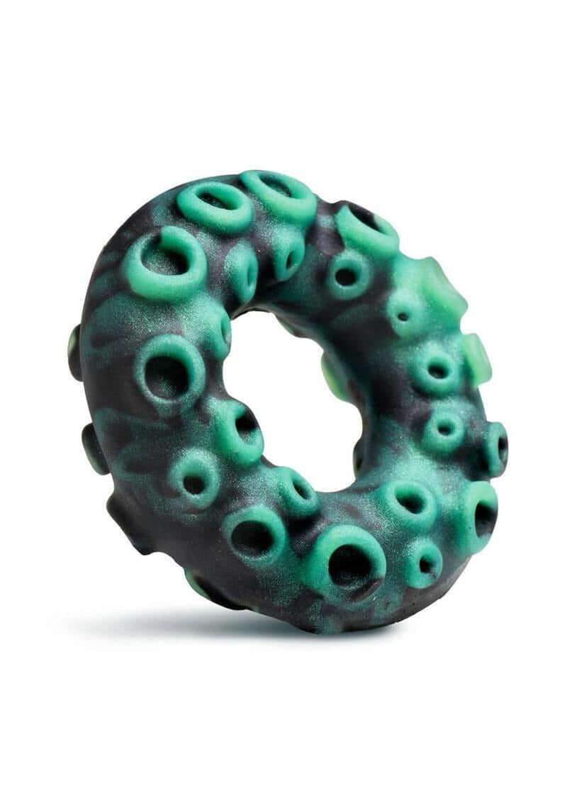 Creature Cock Octo-Grip Silicone Cock Ring showcasing a unique tentacle design and deep-sea color palette.