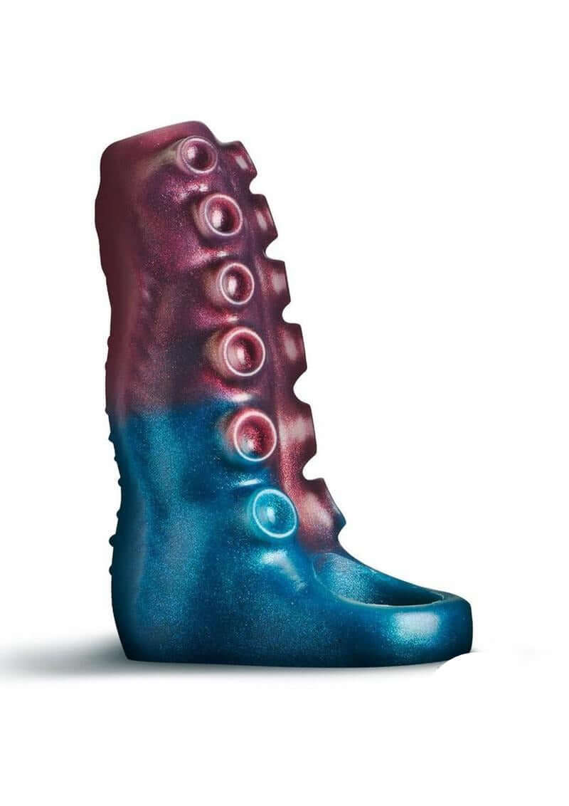 Creature Cock Tentagirth Tentacle Silicone Penis Enhancer in marbled blue and pink with tentacle textures.