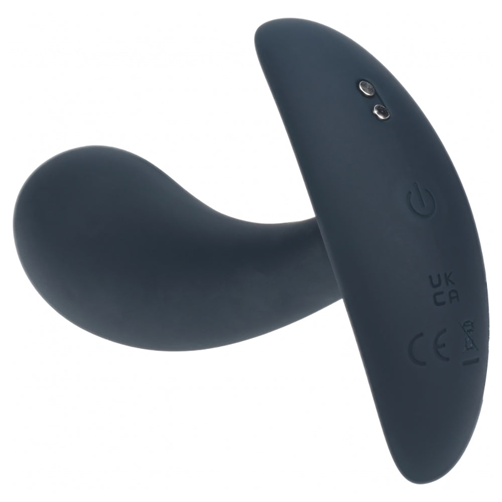Levelz Vibrating Silicone Prostate Stimulator Anal Plug Small Black showing sleek design and ergonomic shape.