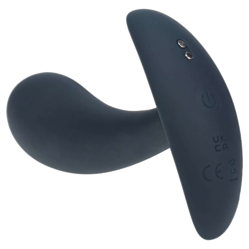 Levelz Vibrating Silicone Prostate Stimulator Anal Plug Small Black showing sleek design and ergonomic shape.