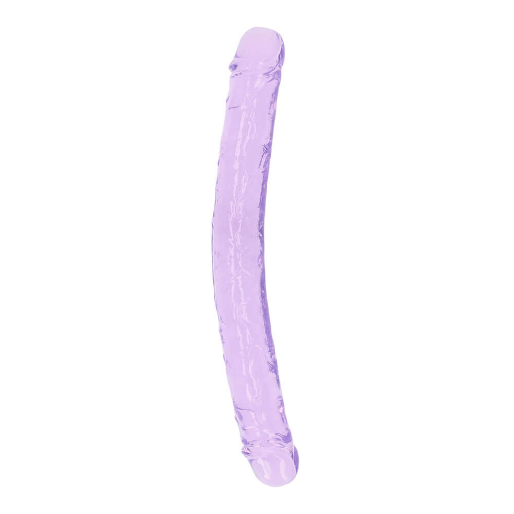 Realrock Crystal Clear Double Dong 13.4 inches Purple displayed against a white background.