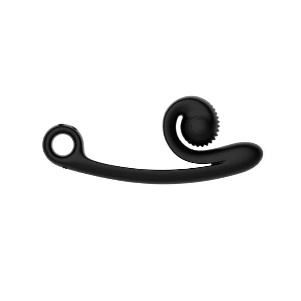 Snail Vibe Curve Dual Pleasure Vibrator Black with unique curved design for targeted stimulation.