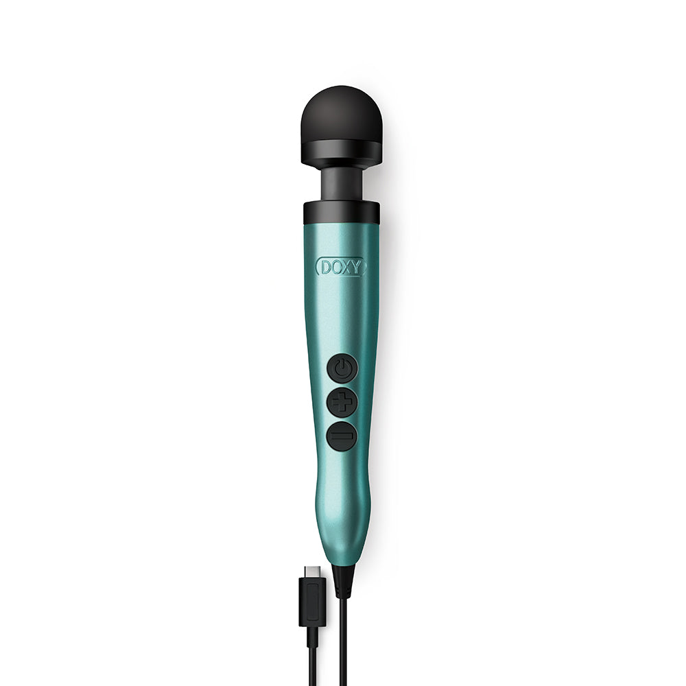 Doxy Usb-c Wand Massager Turquoise, a USB-C-powered personal intimate massager in vibrant turquoise color.